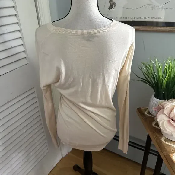 THEORY Womens Sweater Medium Beige Cream Wool Preen Tollie Long Sleeve Pocket - Picture 4 of 9